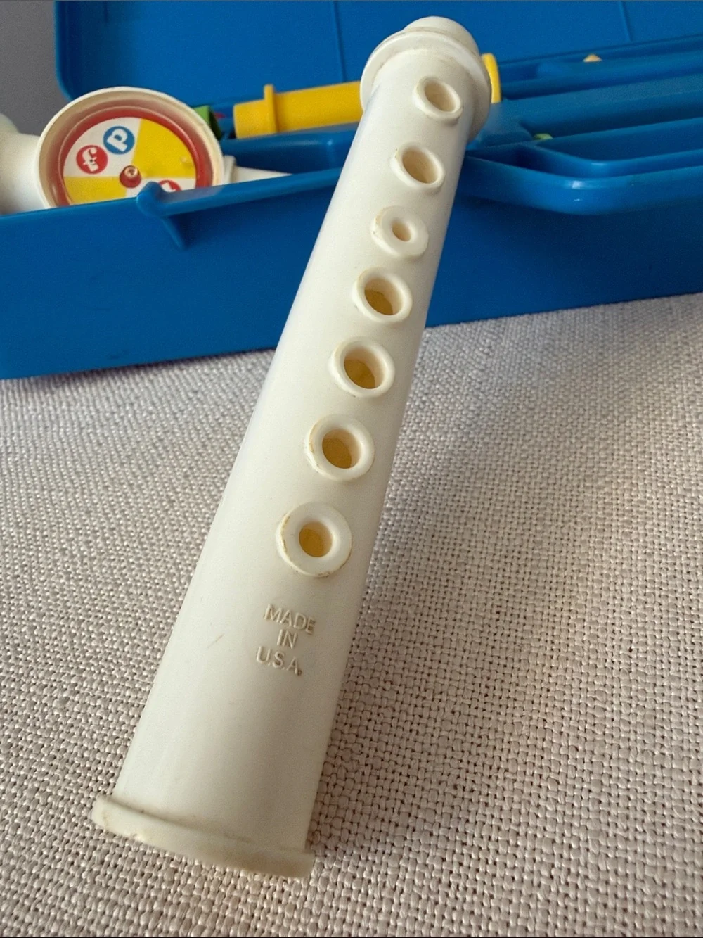 Fisher Price vintage Crazy Combo Horn set complete blue case music toy FP 80s